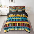 thumbnail image 2 of Manfei Retro Geometric Triangle 7 Pieces Bedding Comforter Set,Vintage Plaid Stripe Full Bedding Set,Colorful bohemian Style Fitted Sheet Flat Sheet For Girls Kids,Microfiber Bedroom Decor Reversible, 2 of 8