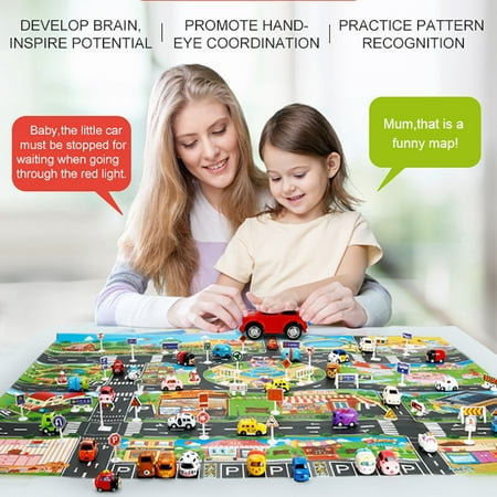 Kids Play Mat City Road Buildings Parking Map Game Scene Map With Traffic (Best Mobile City Building Games)