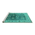 thumbnail image 2 of Ahgly Company Machine Washable Indoor Square Oriental Turquoise Blue Industrial Area Rugs, 3' Square, 2 of 4