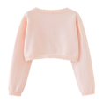 thumbnail image 3 of Povozer Toddler Girls Cardigan Sweater Bolero Shrug Kids Long Sleeve Crop Tops(Pink,11-12Y), 3 of 5