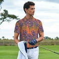 thumbnail image 2 of Kdxio Lavender Flowers Print Men's Short Sleeve Polo Shirt,Midweight Men's Shirt, 2 of 6