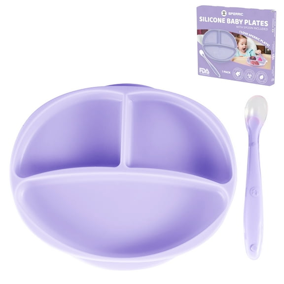Baby Self-Feeding Suction Plate – Grip Dish, Food-Grade Silicone Suction Plate for Weaning Babies, BPA-Free (Lavender)