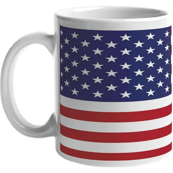 USA American Theme Designed 11oz Ceramic Coffe Mug Gift For 4th Of July Coffee Mug Independence Day Gift For Men Women Patriot Coffee Cup (11oz, American Flag)