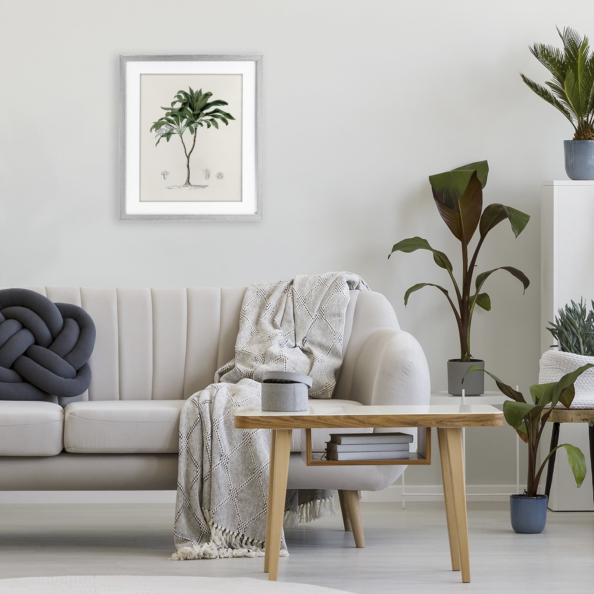 Stupell Industries Coastal Palms Vintage Gray Framed Print Under Glass, design by Val Rhodes