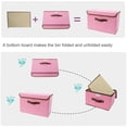 thumbnail image 4 of PiccoCasa Linen Foldable Storage Bins with Lid and Faux Leather Handles, Pink Large, 4 of 6