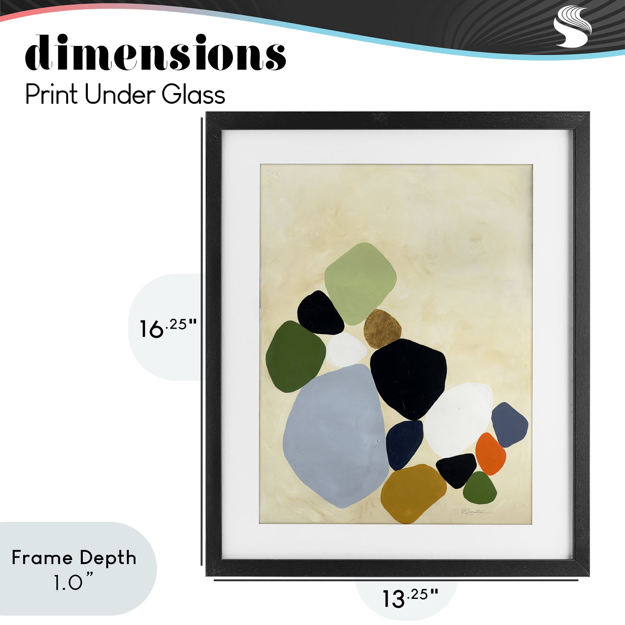 Stupell Industries Balanced Shapes Cluster Black Framed Print Under Glass, design by Ruth Fromstein