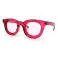 thumbnail image 5 of Cute Retro Super Thick Bevel Horn Rim Round Nerdy Hipster Sunglasses Red, 5 of 8