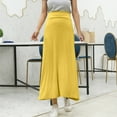 thumbnail image 2 of MIXUE Skirts For Women Summer Solid Color Elastic Waist Loose Maxi Skirt Activewear,Yellow,L, 2 of 5