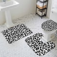 thumbnail image 3 of Black Leopard Stripes Bathroom Rugs Set Retro Black White Animal Print Non Slip Absorbent Soft Bath Mats 3 Piece Set with Bathroom Rug, U-Shaped Floor Mat, Toilet Seat Cover Small Size, 3 of 9