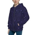 thumbnail image 2 of Pofeuu Glittering Purple Starfield Print Teenage Zipper Hoodie Sweatshirts Hooded Casual Jackets With Pocket For Boys Girls-Small, 2 of 6