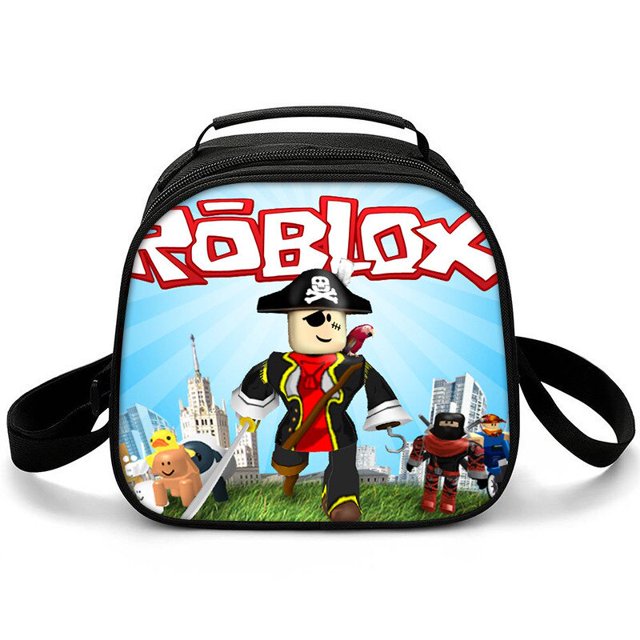 Roblox bolsa de almuerzo para estudiantes de escuela primaria, bolsa de Picnic, bolsa de hielo redonda, bolsa de aislamiento portátil de dibujos animados Roblox