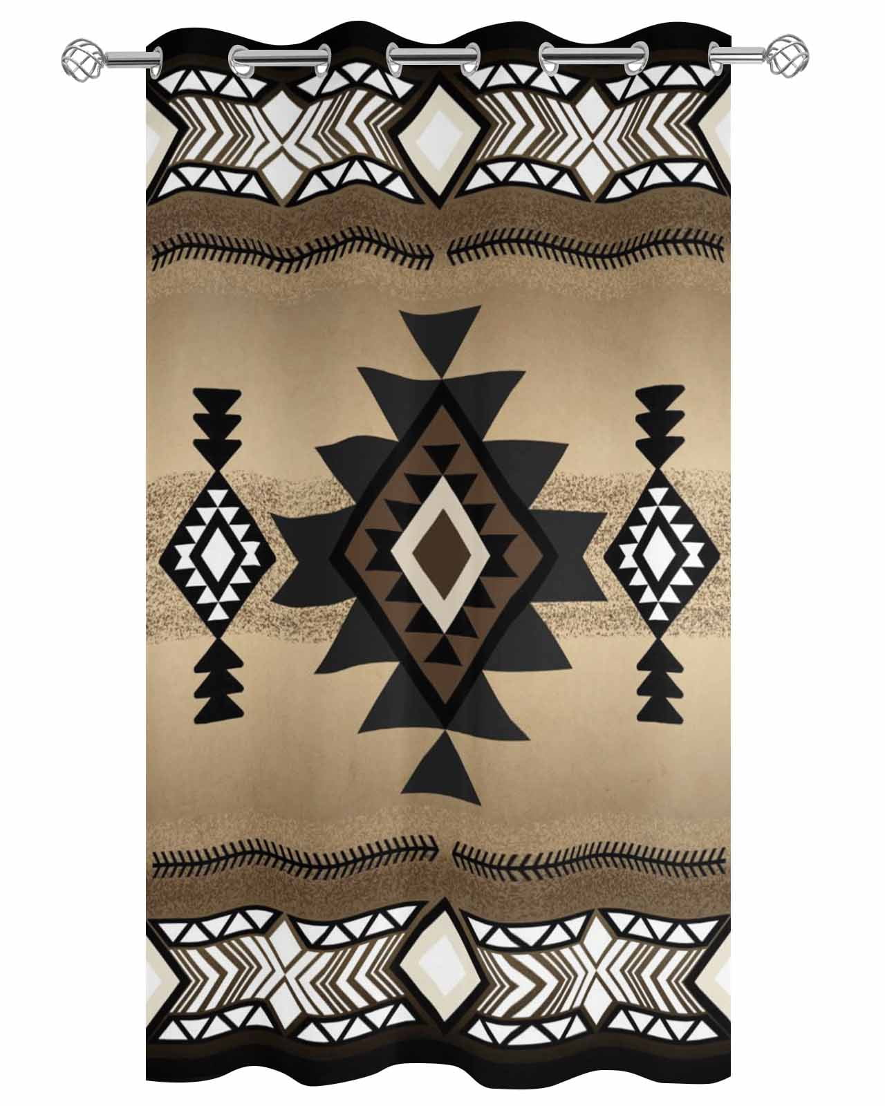 Brown Southwest Outdoor Curtains for Patio, Farmhouse Boho Aztec Geometric Neutral Privacy Drapes Grommet Waterproof Outside Curtains for Porch/Cabana/Balcony 54"x 108", 1 Panel