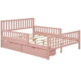 thumbnail image 4 of Full Size Pink Storage Bed Frame with Headboard, Footboard & Safety Rails, Underbed Drawers for Bedroom, 4 of 10