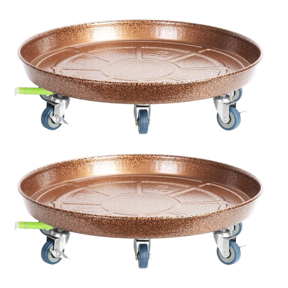 WETLA 2Pcs 20in Plant Caddy with Wheels, Heavy Duty Rolling Planter Stand, Indoor Outdoor Plants Saucer Tray with Drainage Device