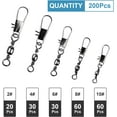 thumbnail image 4 of Square 200PCS Fishing Rolling Ball Bearing Barrel Swivel with Safety Snap Connector Fishing Accessories #2#4#6#8#10, 4 of 7