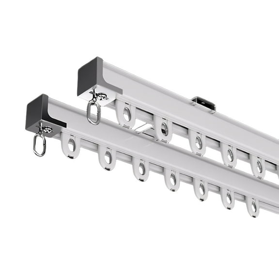 Double Track Curtain Rails, Sliding Curtain Rod, Ceiling Mounted for Room Divider Living Room Bedroom, Easy Installation