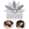 thumbnail image 2 of Women Hair Clip Vintage Flower Rhinestone Bead Hair Side Comb Hair Barrette, 2 of 10