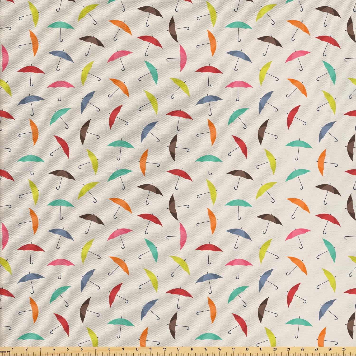 Umbrella Fabric by The Yard, Rainbow Colored Parasols Autumn Fall