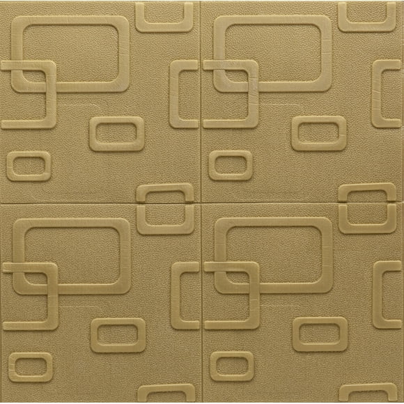 Dundee Deco's Dark Gold Circular Shapes 3D Wall Panel, Peel and Stick Wall Sticker, Self Adhesive Foam Wallpaper Wall Paneling Decor, 2.3ft X 2.3ft, 5.29 sq ft each, 10-pack