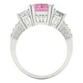 thumbnail image 4 of 4.27 ctw 3 Stone Anniversary Ring for Women | Emerald Cut Simulated Pink Diamond | Hyperallergenic Solid 14K White Gold, 4 of 5