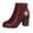 Wine, variant on Women's High Chunky Heel Leather Chelsea Ankle Boots Slip On Mid Calf Fall Booties Platform Non Slip Dress Shoes Red Size 9