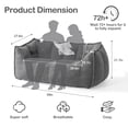 thumbnail image 4 of PamapicLife Double Seater Teddy Fabric Foam Filled Bean Bag Chair for Living Room, Gray, 4 of 8