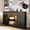 Black, variant on VKCC Sideboard Buffet Cabinet with Drawer, Modern Buffet Storage Cabinet with Motion Sensor,Coffee Bars for Kitchen Dinning Room,Wood