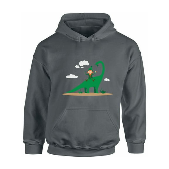 Awkward Styles Leprechaun and Dinosaur Hooded Sweatshirt St. Patrick's Day Hoodies Unisex Saint Patrick Hooded Sweater Dinosaur Gifts for Women and Men Irish Clover Gifts Cute Lucky Irish Hoodie