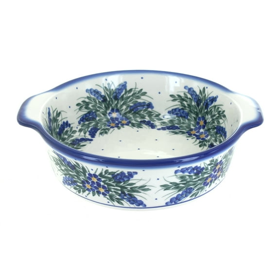 Blue Rose Polish Pottery Hyacinth Round Baker