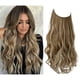 thumbnail image 1 of Xiao Hua Extensión de cabello con hilo de pescar invisible, fibra sintética rizada larga y ondulada, estilo diadema ajustable, adecuada para mujeres, 14 pulgadas, marrón claro, 1 pieza, estilo A, 1 of 5