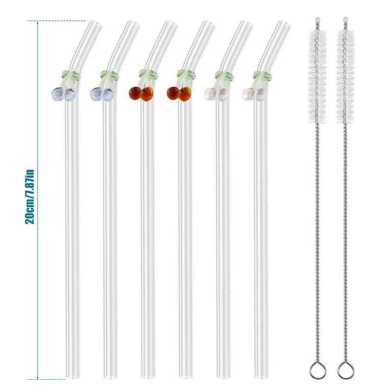 Relax love Glass Straw 5Pcs Reusable Drinking Straws with Cleaning Brush  Cute Butterfly Cherry Mushroom Straws Heat-Resistant Smoothie Straws for  Smoothies Tea Juice Milkshakes,Butterfly 