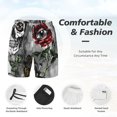 thumbnail image 4 of Kdxio Skulls Roses Print Men'S Swim Trunks With Compression Liner 7 Inch Inseam Quick Dry Swim Shorts, 4 of 7