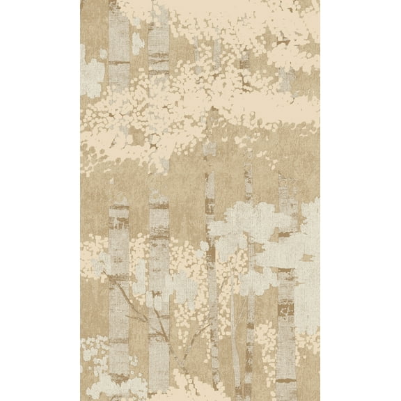 Beige Forest Look Metallic Tropical Wallpaper