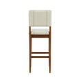 thumbnail image 5 of Linon Milano 30" Mid Back Indoor Upholstered Bar Stool, Medium Walnut/Cream Faux Leather, 5 of 15