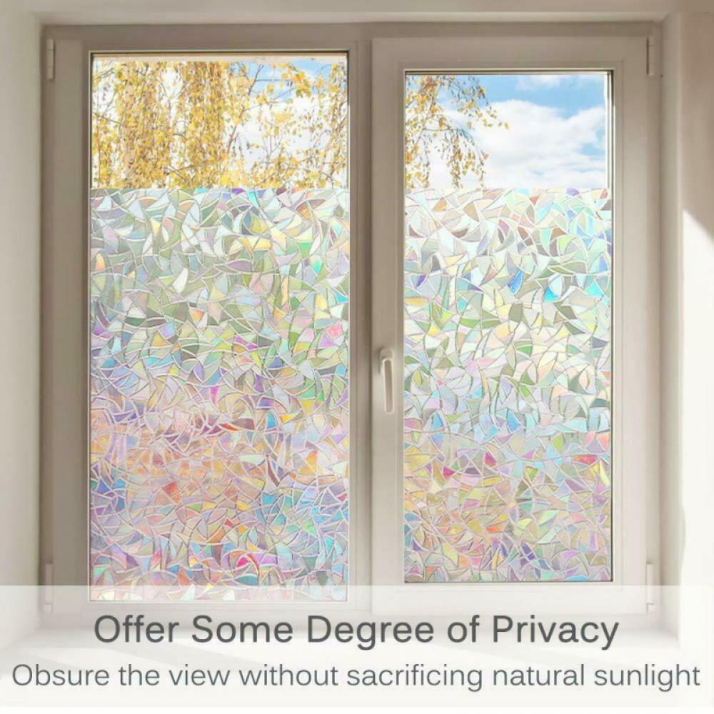 Volcanics Privacy Window Film Decorative Window Cling Glass Film Reflective 3D Window Film 90 x 300CM Non-Adhesive Window Stickers Static Cling Window Covering