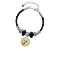 thumbnail image 2 of Delight Jewelry Goldtone Large Disc Letter - T - 3/4'' Niece Celtic Knot Leather Bead Bracelet, 7"+2" Extender, 2 of 4