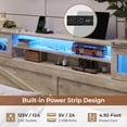 thumbnail image 5 of Farmhouse Queen Bed Frame with LED Lights and Charging Station, Queen Size Platform Bed Frame with Storage Headboard and 2 Drawers, No Box Spring Needed, Gray, 5 of 6