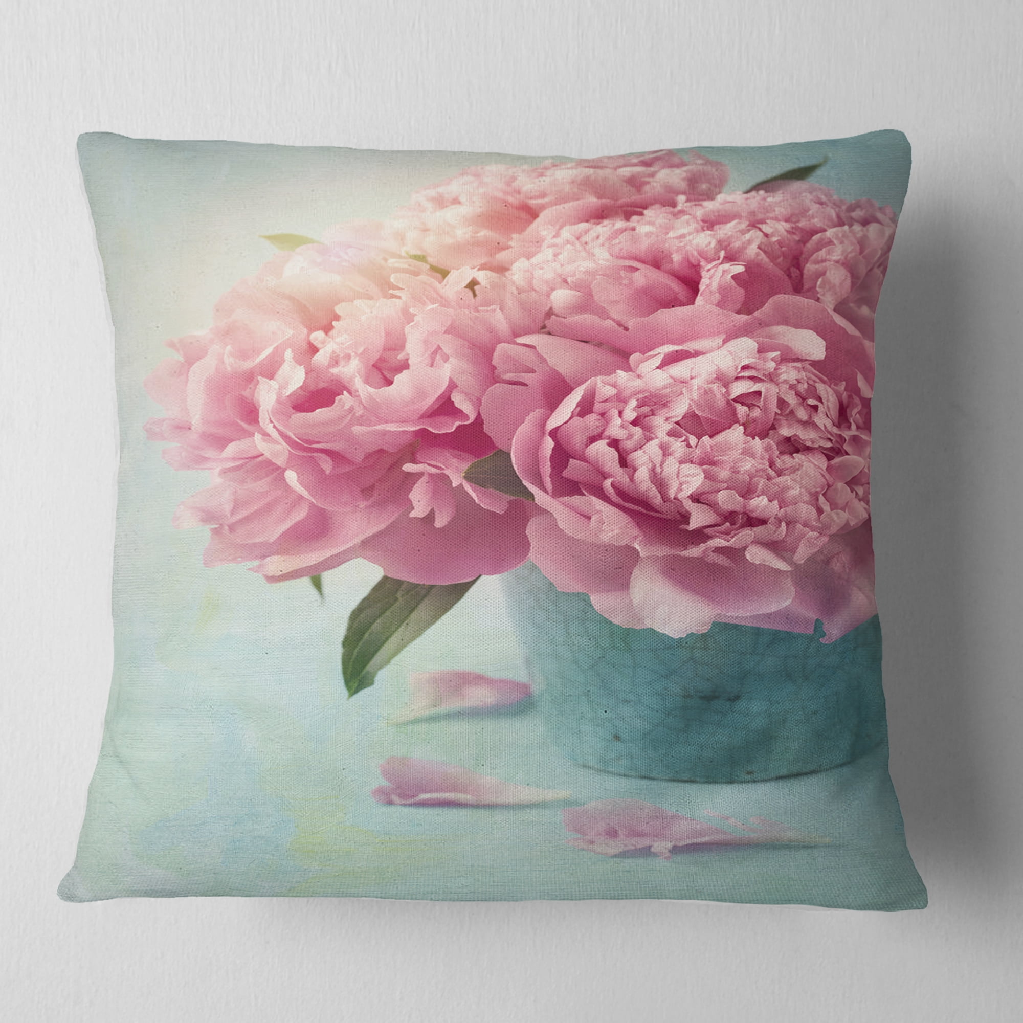 Pink Peony Flowers in Vase Floral Throw Pillow 26x26 Walmart