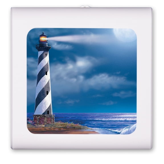 Plug in Dimmable LED Night Light with Dusk to Dawn Auto Sensor, Adjustable Brightness, Warm Light, Auto On/Off Nightlight for Bathroom, Hallway, Nursery, Bedrooms - Cape Hatteras Lighthouse