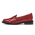 thumbnail image 2 of YDN Women Round Toe Monk Strap Lofers Buckle Slip on Low Chunky Heels Daily Work Walking Shoes Size 7 Red, 2 of 5