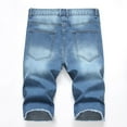 thumbnail image 2 of Men's Casual Denim Shorts Distressed Stretchy Jeans Shorts Ripped Short Pants Blue 34, 2 of 3