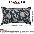 thumbnail image 4 of Vintage Floral Block Print Lumbar Pillow Covers 12x20 Set of 2 Navy Blue Brown Cream Flower Pattern Rustic Old Style Decorative Throw Pillow Cases Outdoor Farmhouse Decoration for Sofa Couch Bed, 4 of 6