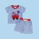 thumbnail image 2 of Niña Bebé Ropa de Verano Camión Patriótico Aplicado Niño Pequeño Outfit de 2 Piezas Blusas de Cuello Redondo de Manga Corta Pantalones Cortos Conjunto de Dos Piezas, 2 of 7