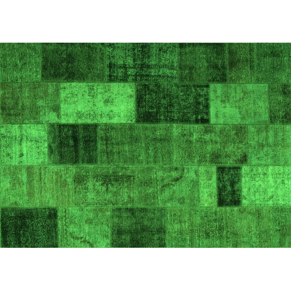 Ahgly Company Indoor Rectangle Patchwork Green Transitional Area Rugs, 7' x 10'