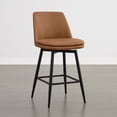 thumbnail image 7 of ReNest 27" Mid-Century Swivel Counter Height Bar Stools Set of 2 for Kitchen Island, Faux Leather Upholstery, Saddle Brown, 7 of 7