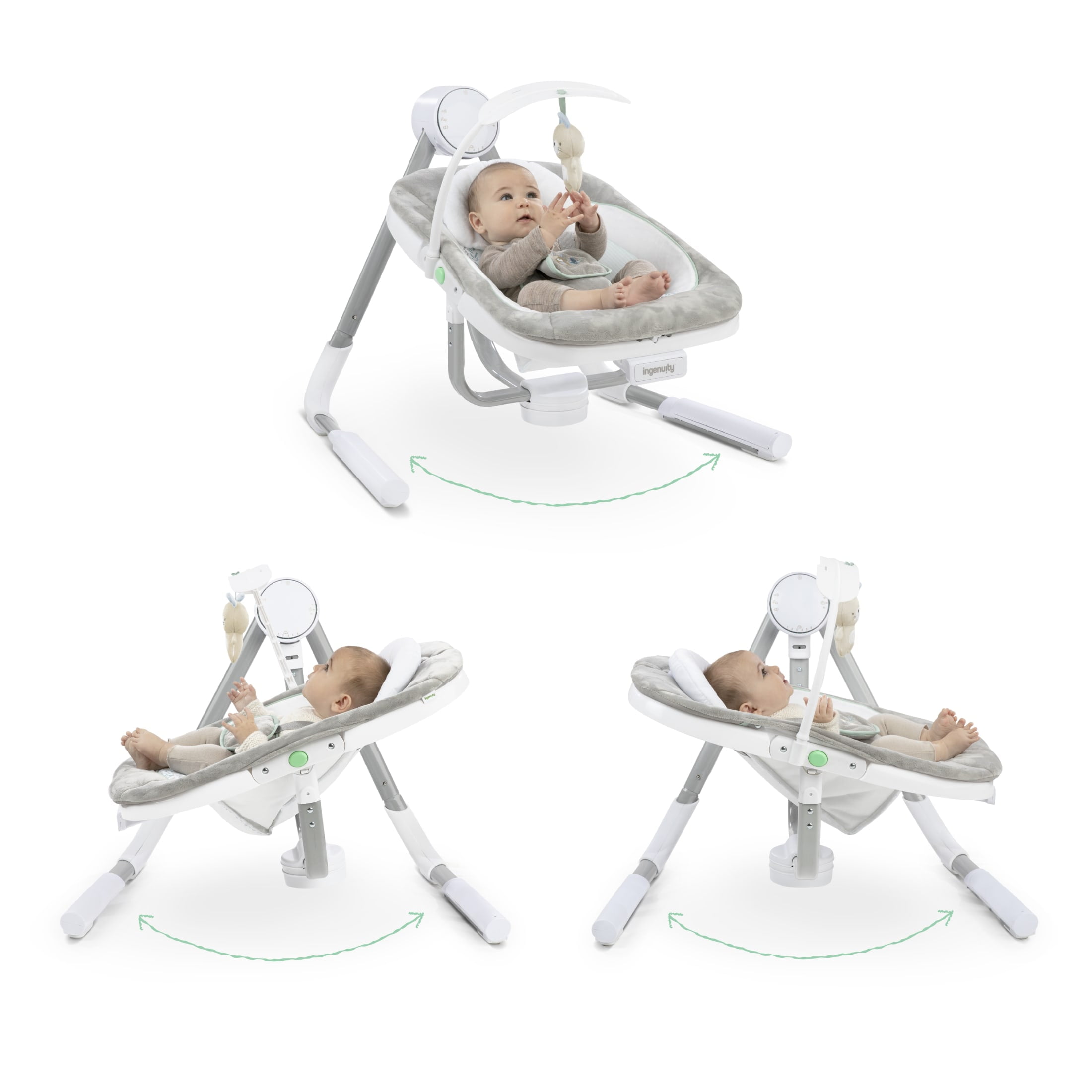 Ingenuity Anyway Sway Vibrating Portable Infant Baby Swing Spruce, Blue