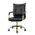 thumbnail image 2 of 14 Karat Home Swivel Office Task Chair with Tufted Back and Arms, Modern Vegan Leather Height-Adjustable Office Room Furniture, Black, 2 of 10
