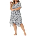 thumbnail image 2 of Agnes Orinda Women's Plus Floral Print Nightgown Pajamas Short Sleeve Cute Irregular Hem Sleepwear, 2 of 5