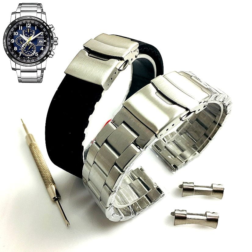 Steel and Silicone Replacement watch band Fits Citizen Eco-Drive AT8124-91L Walmart.com
