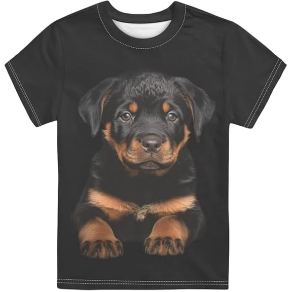 Hienoo Boys Dog Print Graphic Tee Kids Casual Short Sleeve Crew Neck T Shirt, Sizes 1-13